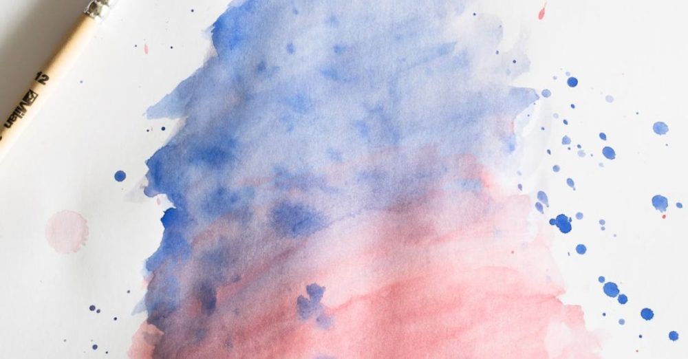 Brush - Pink and Blue Watercolor Painting